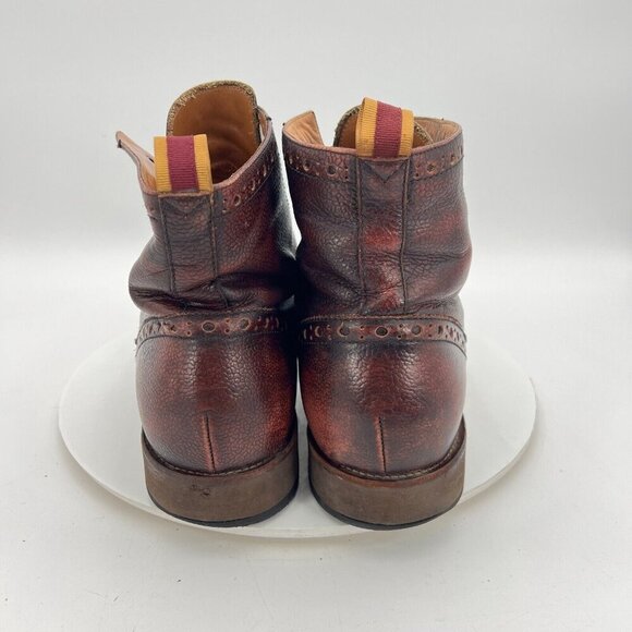 Men's Brown Leather Brogue Boots - Picture 6 of 16